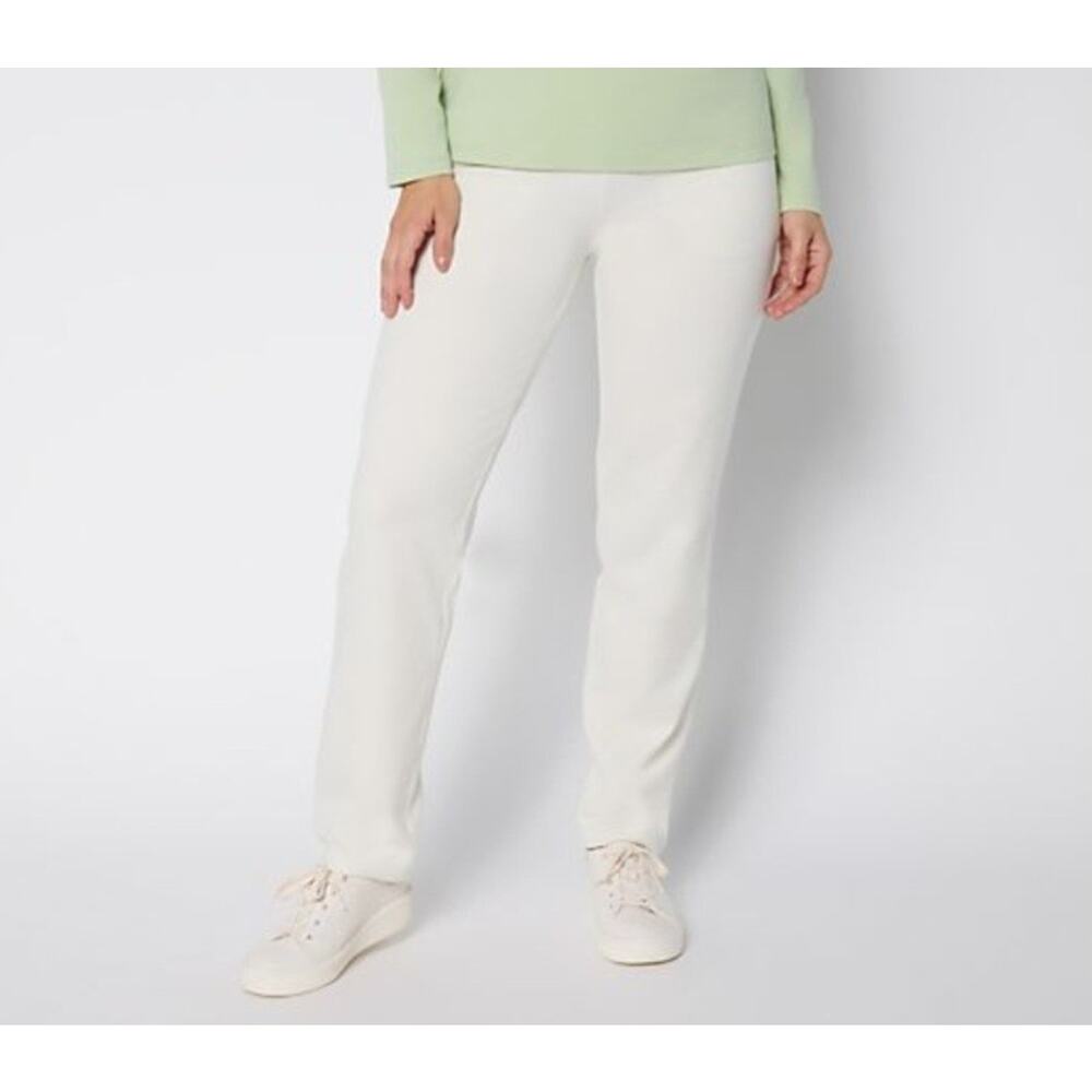 Denim & Co Size Petite S Ivory Cream Duo Stretch Straight Leg Pant A702028 NWOT